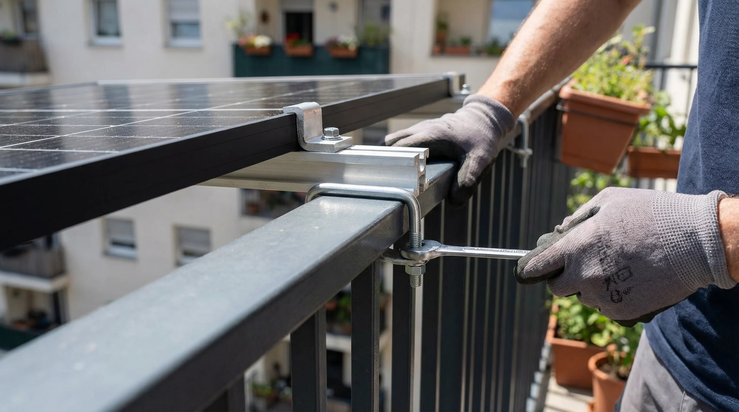 Balkonkraftwerk Halterung ohne Bohren am Geländer