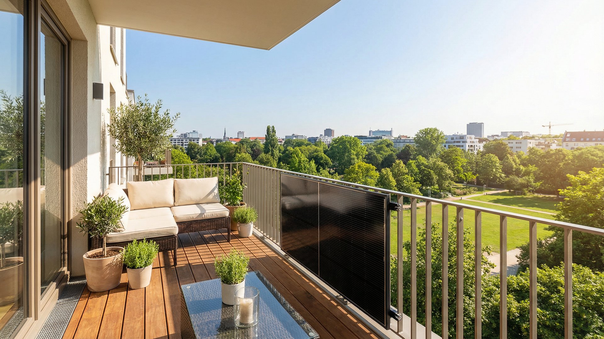 Balkonkraftwerk auf modernem Balkon